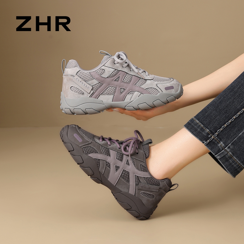 13033622.【ZHR则则】阿甘鞋圆头系带平底女鞋[PU+网布]