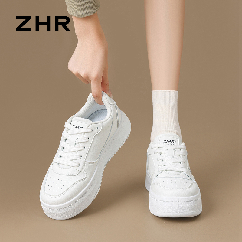 13055865.【ZHR则则】小白鞋圆头系带厚底女鞋[PU]