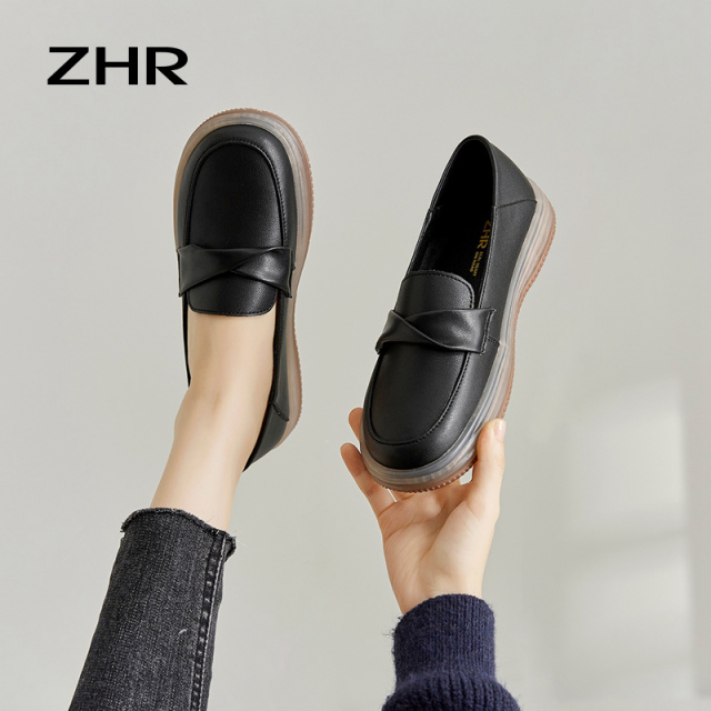 13069242.【ZHR则则】乐福鞋圆头套脚圆头女鞋[牛剖层移膜革]