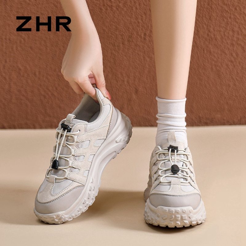 13069241.【ZHR则则】户外休闲鞋圆头扣带搭扣厚底女鞋[PU+织物]