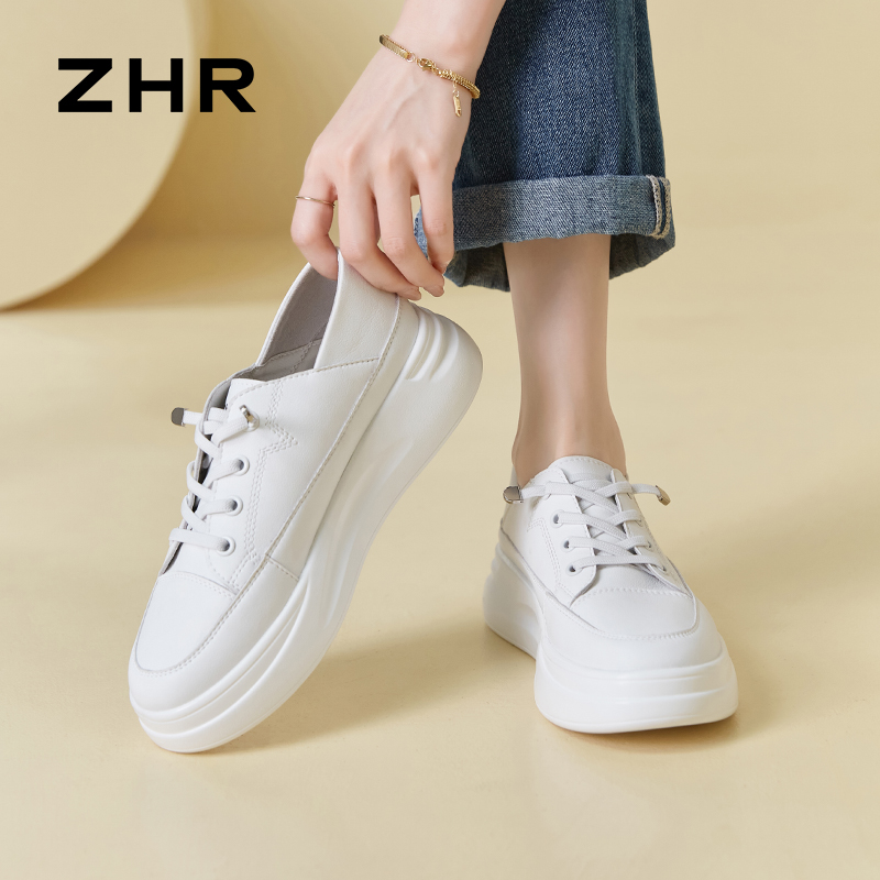 13069388.【ZHR则则】小白鞋圆头系带厚底女鞋[超纤]
