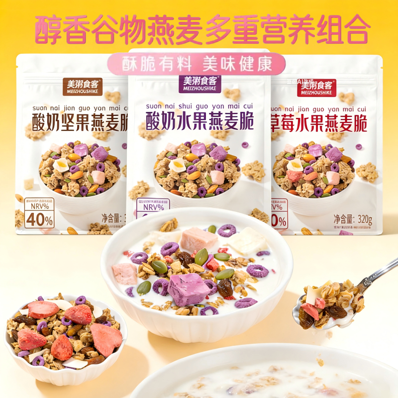 13068805.【全场任选2件】酸奶水果燕麦脆320g/袋