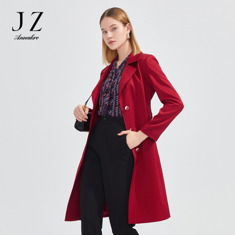 13092301.JZ玖姿商场同款OL外套女装春季三醋酸中长款风衣