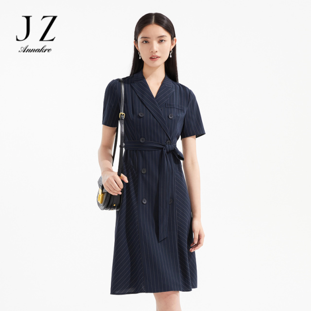 13091414.JZ玖姿商场同款条纹西装连衣裙女夏季通勤裙子JWCX50002