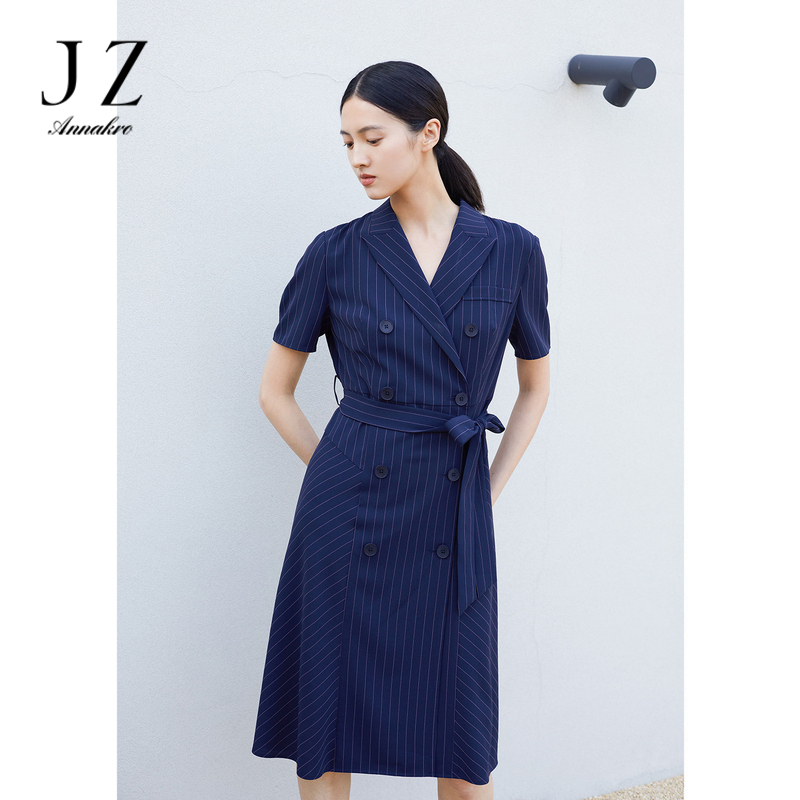 13091414.JZ玖姿商场同款条纹西装连衣裙女夏季通勤裙子JWCX50002