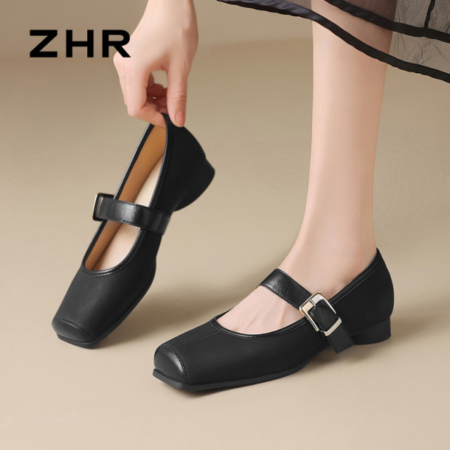13101572.【ZHR则则】玛丽珍鞋方头套脚平底女鞋[PU]