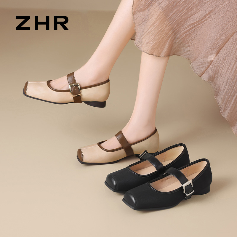 13101572.【ZHR则则】玛丽珍鞋方头套脚平底女鞋[PU]