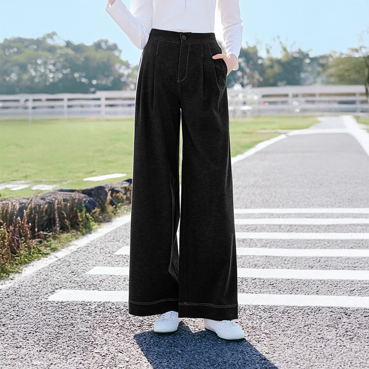 13110978.2026春装复古高腰阔腿裤女垂感遮胯显瘦休闲宽松直筒长裤