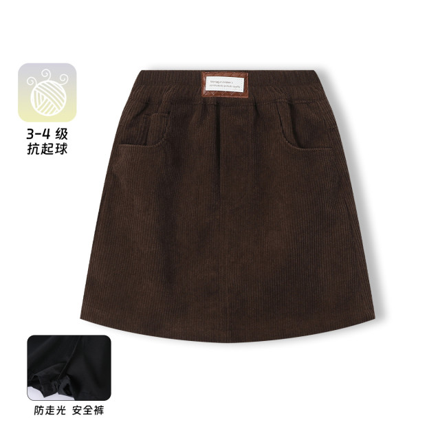 13112540.【复古画报】女童复古港风灯芯绒半身裙儿童春季新款高腰显瘦短裙