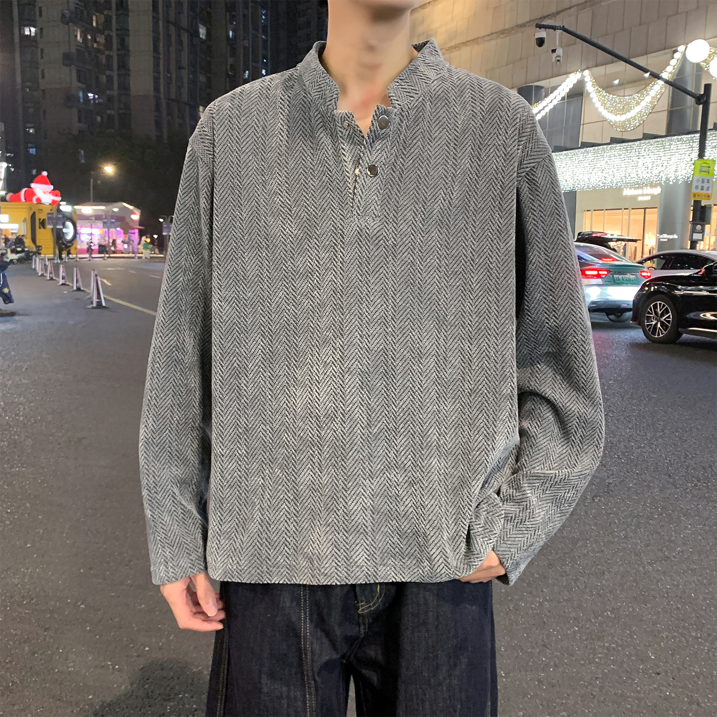 13113857.7-CHAOY春秋新款男式港风复古肌理感潮牌卫衣【7-CHAOY男装QD】