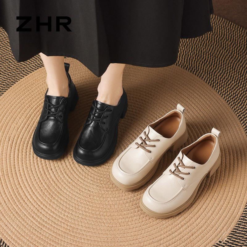 13122609.【ZHR则则】深口单鞋圆头系带厚底女鞋[超纤]