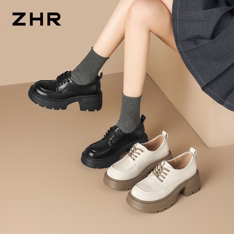 13122617.【ZHR则则】深口单鞋圆头系带厚底女鞋[超纤]
