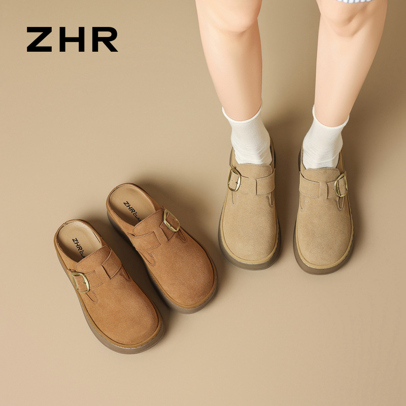 13122633.【ZHR则则】勃肯拖鞋圆头套脚厚底女鞋[牛纤绒]