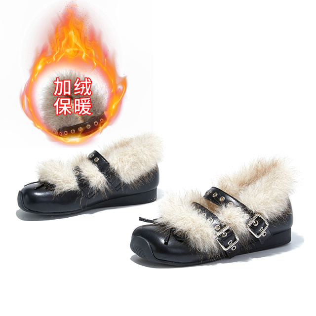 13124666.墨斯本新款毛毛鞋女加绒加厚保暖玛丽珍鞋高级感单鞋不累脚女鞋女款12535
