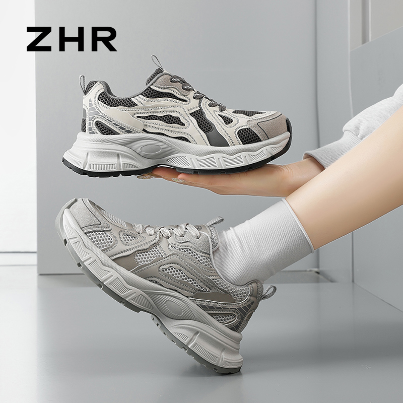 13123158.【ZHR则则】老爹鞋圆头系带厚底女鞋[超纤+网布+猪巴戈]