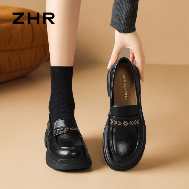 13122575.【ZHR则则】乐福鞋圆头套脚厚底女鞋[PU]