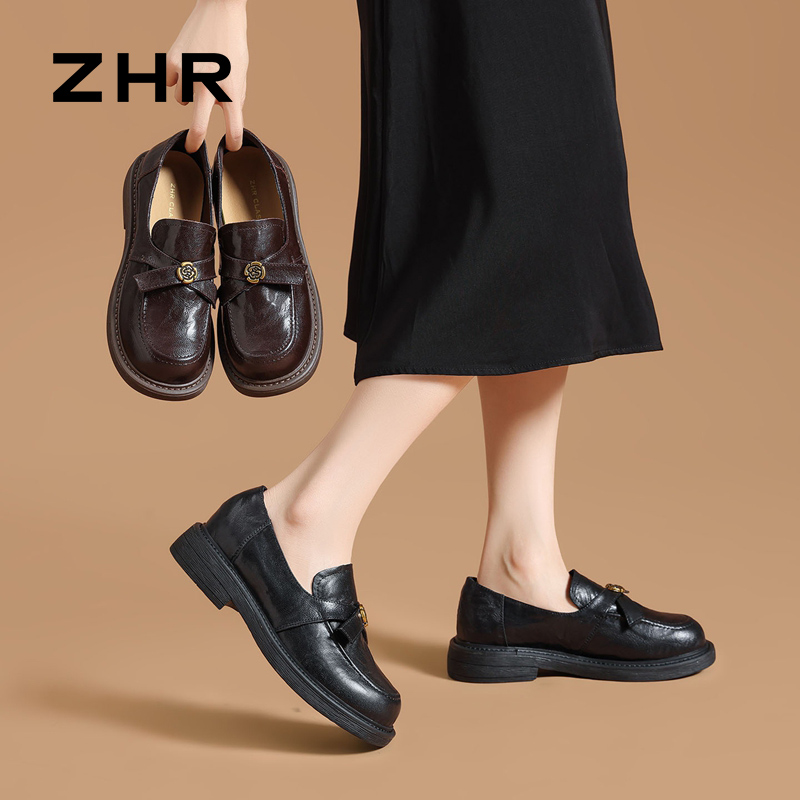 13122656.【ZHR则则】乐福鞋圆头套脚厚底女鞋[头层羊皮]