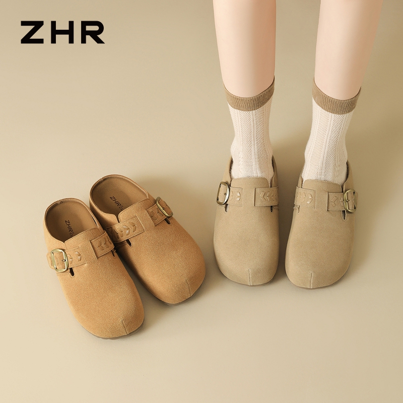 13122613.【ZHR则则】勃肯拖鞋圆头套脚平底女鞋[牛纤绒]