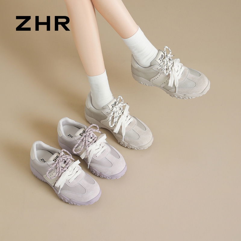 13122618.【ZHR则则】阿甘鞋圆头系带平底女鞋[超纤+头层猪皮]