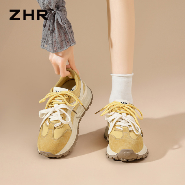 13122644.【ZHR则则】阿甘鞋圆头系带平底女鞋[雨伞布+头层猪皮+PU]