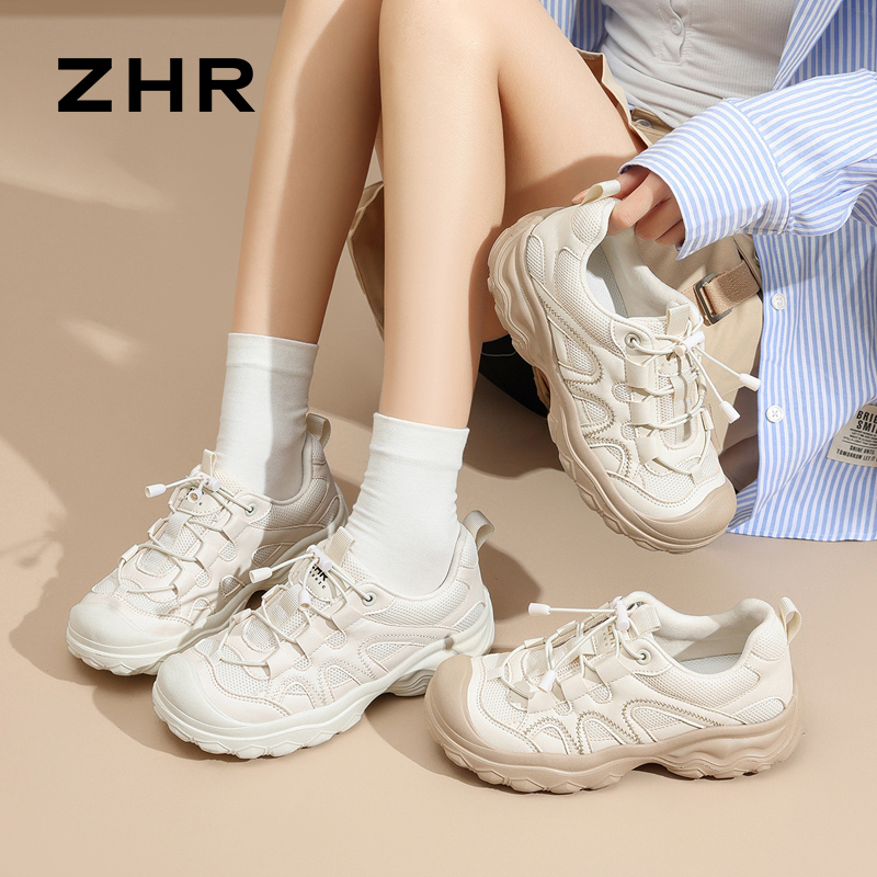 13122648.【ZHR则则】户外休闲鞋圆头扣带搭扣厚底女鞋[PU+网布]