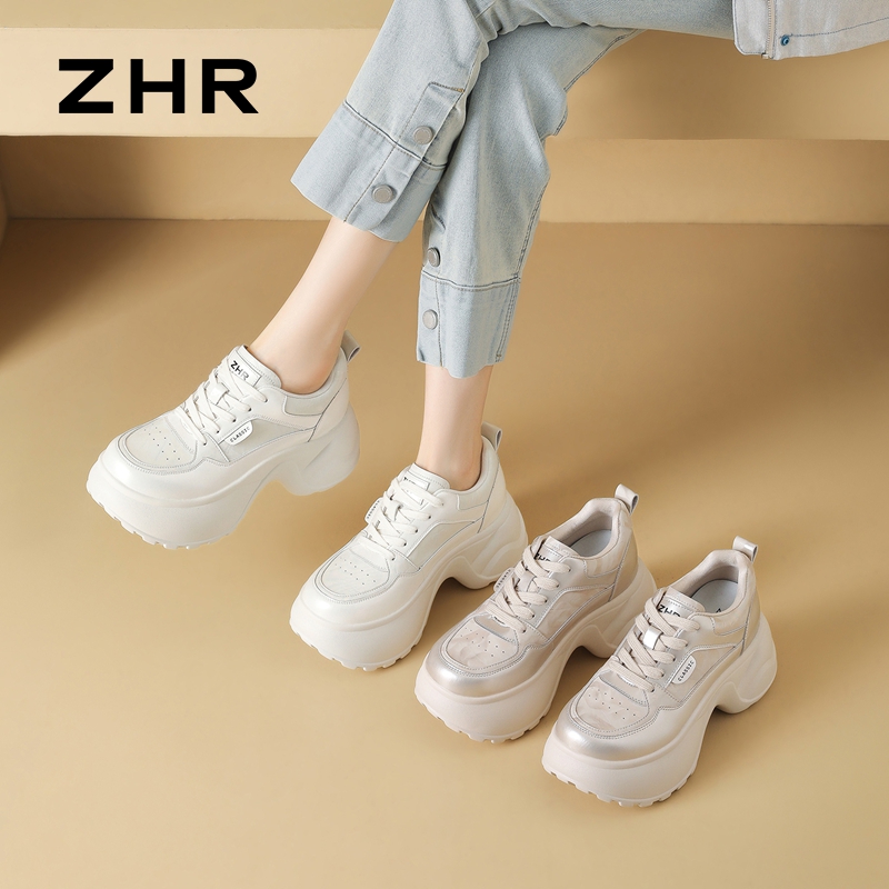 13122572.【ZHR则则】内增高老爹鞋圆头系带厚底女鞋[PU]