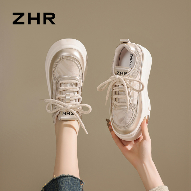 13122577.【ZHR则则】小白鞋圆头系带厚底女鞋[超纤]