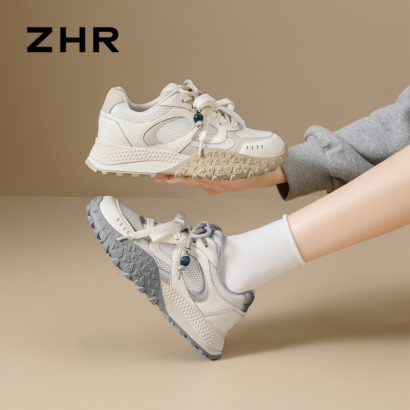 13122645.【ZHR则则】阿甘鞋圆头系带厚底女鞋[超纤+网布]