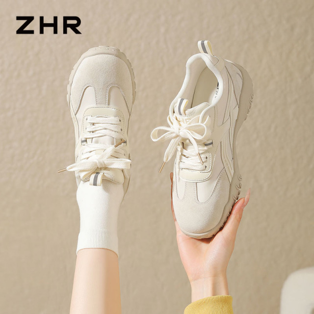 13122642.【ZHR则则】阿甘鞋圆头系带平底女鞋[牛津布+头层猪皮+超纤]