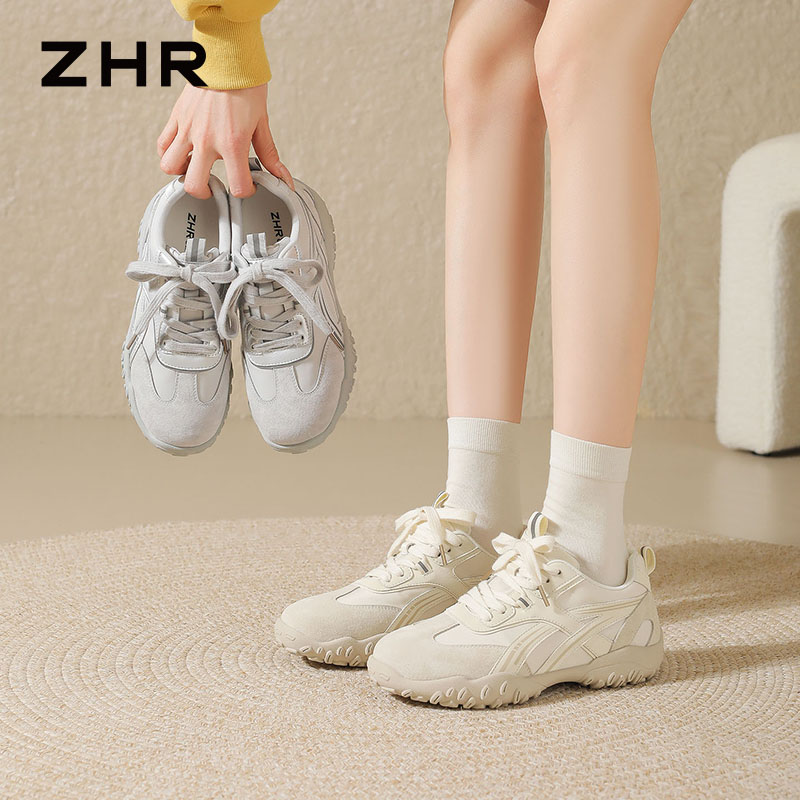 13122642.【ZHR则则】阿甘鞋圆头系带平底女鞋[牛津布+头层猪皮+超纤]