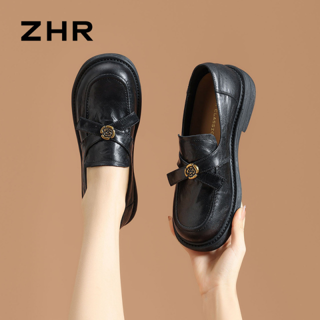 13122656.【ZHR则则】乐福鞋圆头套脚厚底女鞋[头层羊皮]