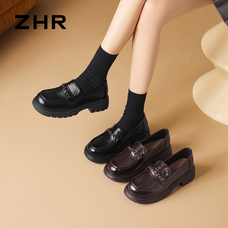 13122575.【ZHR则则】乐福鞋圆头套脚厚底女鞋[PU]