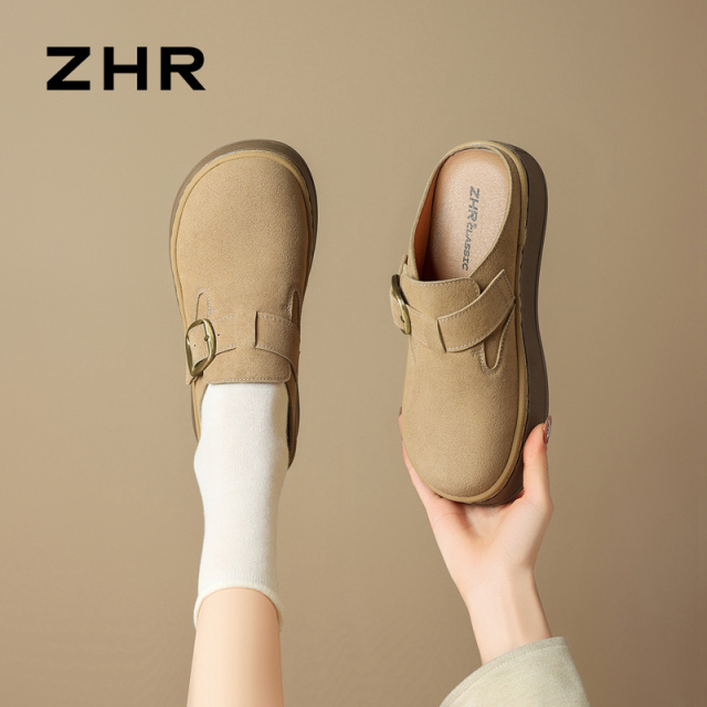 13122633.【ZHR则则】勃肯拖鞋圆头套脚厚底女鞋[牛纤绒]