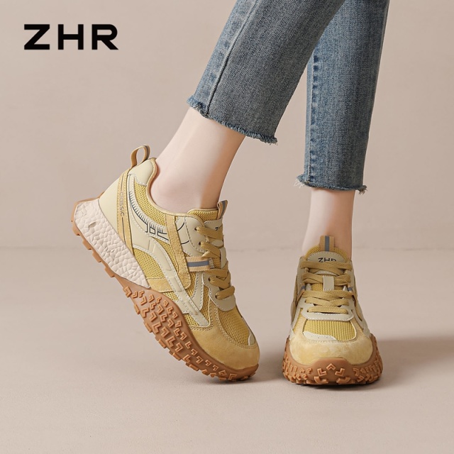 13122647.【ZHR则则】阿甘鞋圆头系带厚底女鞋[网布]