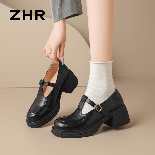 13122603.【ZHR则则】JK鞋圆头套脚厚底女鞋[PU]