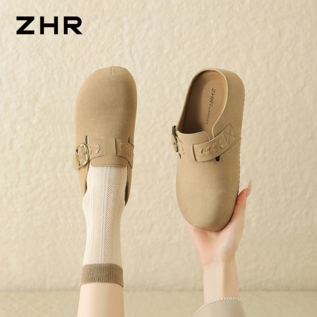 13122613.【ZHR则则】勃肯拖鞋圆头套脚平底女鞋[牛纤绒]