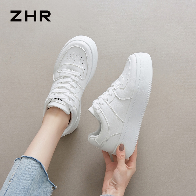 13130256.【ZHR则则】小白鞋圆头系带厚底女鞋[PU]