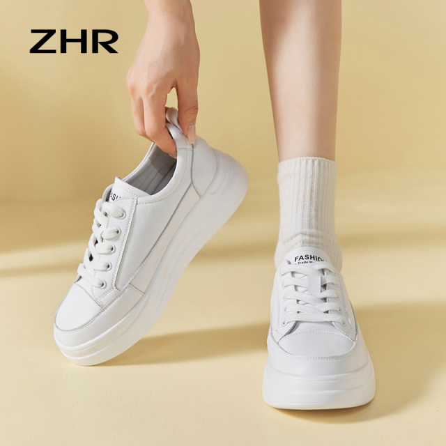13130205.【ZHR则则】小白鞋圆头系带厚底女鞋[超纤]