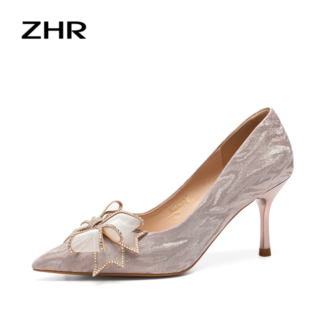 13680188.【ZHR则则】高跟鞋尖头蝴蝶套脚细跟女鞋[格利特]