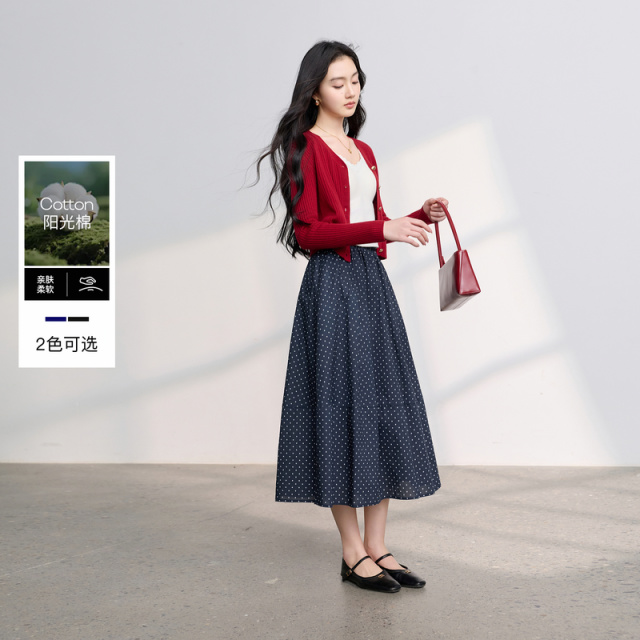 13114347.【六好理想裙】三彩2026春季新款设计感高腰半身裙A字裙长裙纯棉Z