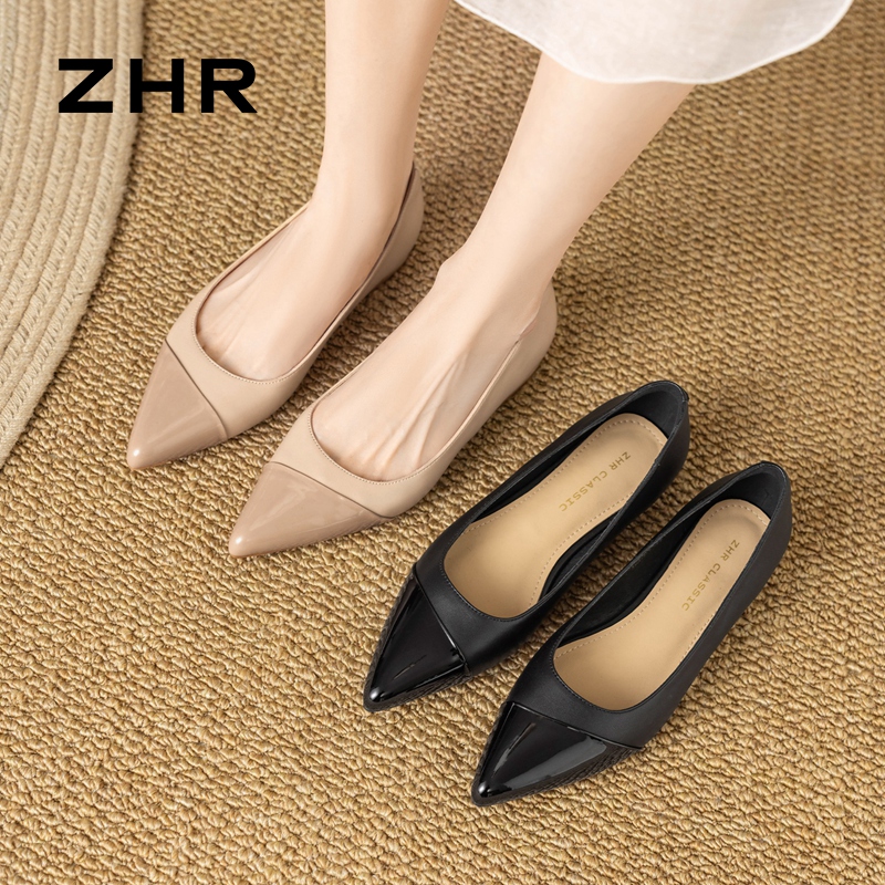 13130236.【ZHR则则】浅口尖头套脚平底女鞋[PU+镜面PU]