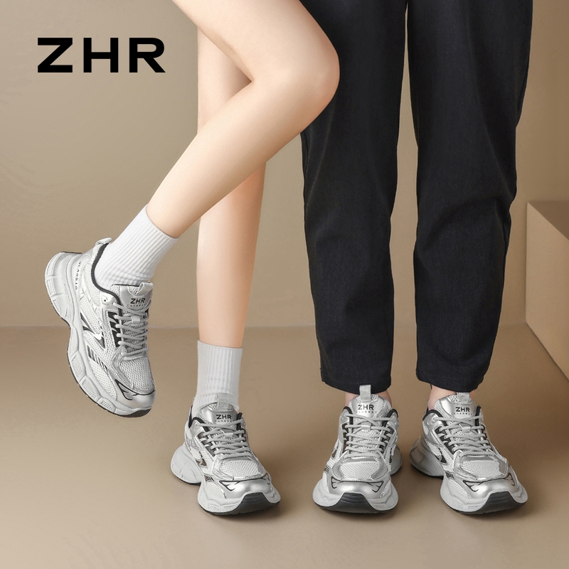 13130229.【ZHR则则】老爹鞋圆头系带厚底女鞋[网布+PU]