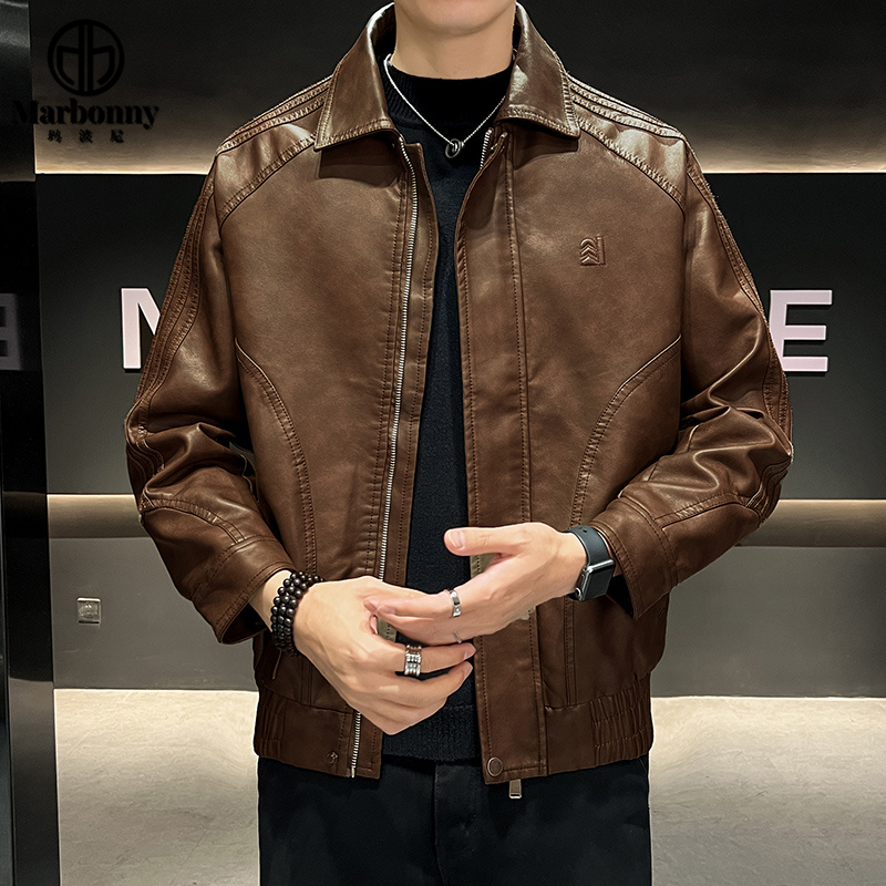13127798.26年春季新款中年男士立领复古皮衣夹克外套