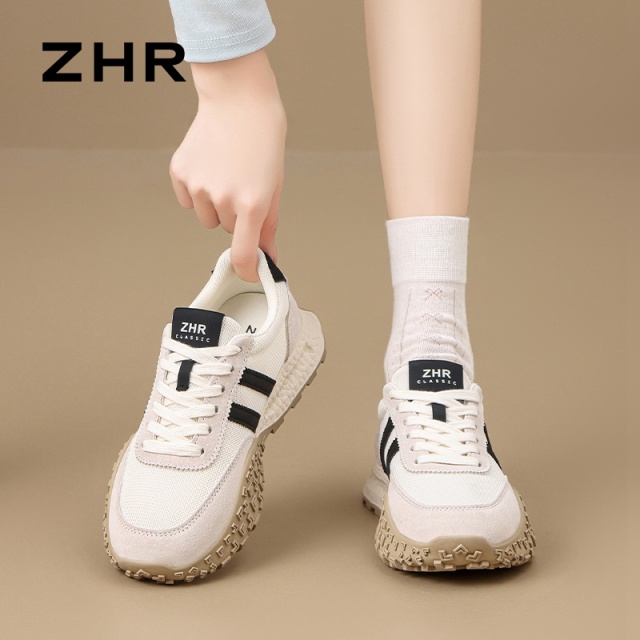 13131848.【ZHR则则】阿甘鞋圆头系带厚底女鞋[网布+猪巴戈+PU]