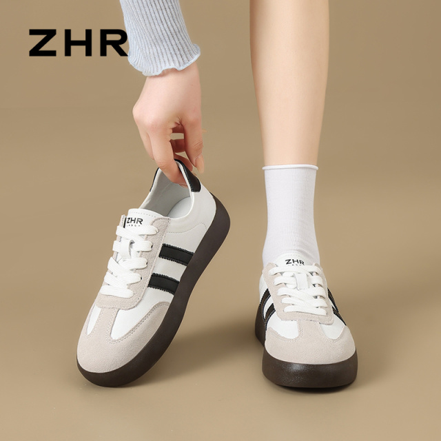 13132015.【ZHR则则】德训鞋圆头系带平底女鞋[牛剖层移膜革+牛剖层绒面革]