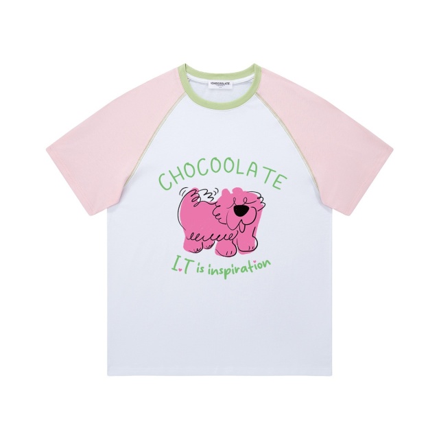 13713984.CHOCOOLATE可爱小狗撞色短袖t恤夏季休闲宽松半袖上衣