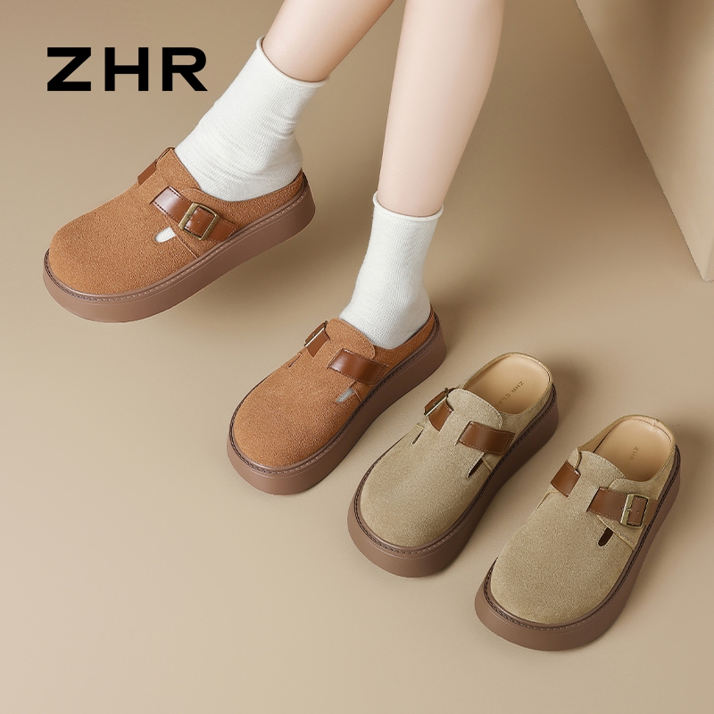 13131835.【ZHR则则】勃肯拖鞋圆头套脚厚底女鞋[PU]