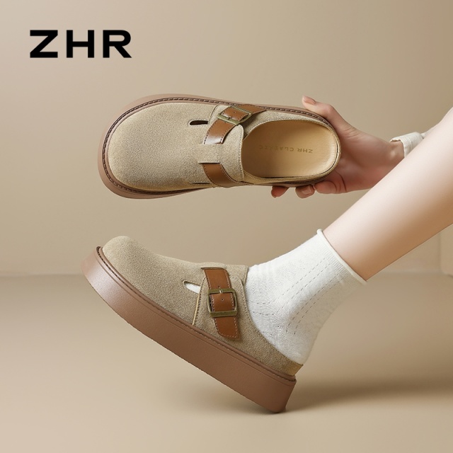 13131835.【ZHR则则】勃肯拖鞋圆头套脚厚底女鞋[PU]