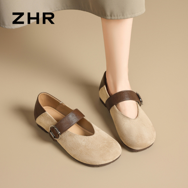 13131849.【ZHR则则】玛丽珍鞋圆头套脚平底女鞋[羊京绒+PU]