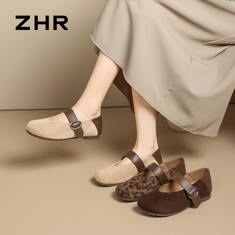 13131849.【ZHR则则】玛丽珍鞋圆头套脚平底女鞋[羊京绒+PU]